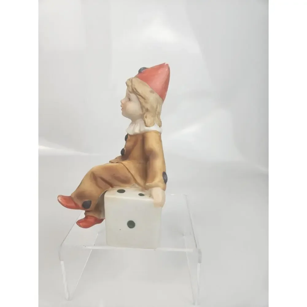 Vintage Capidimonte Ceramic Italian Clown Child Sitting on Dice Figurine‎ 5